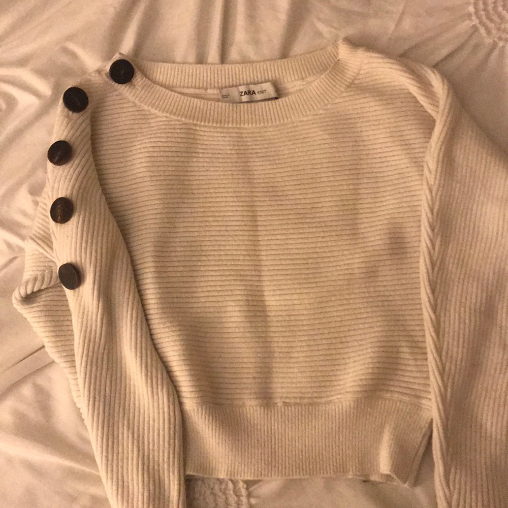 Zara Cream Off the Shoulder Sweater